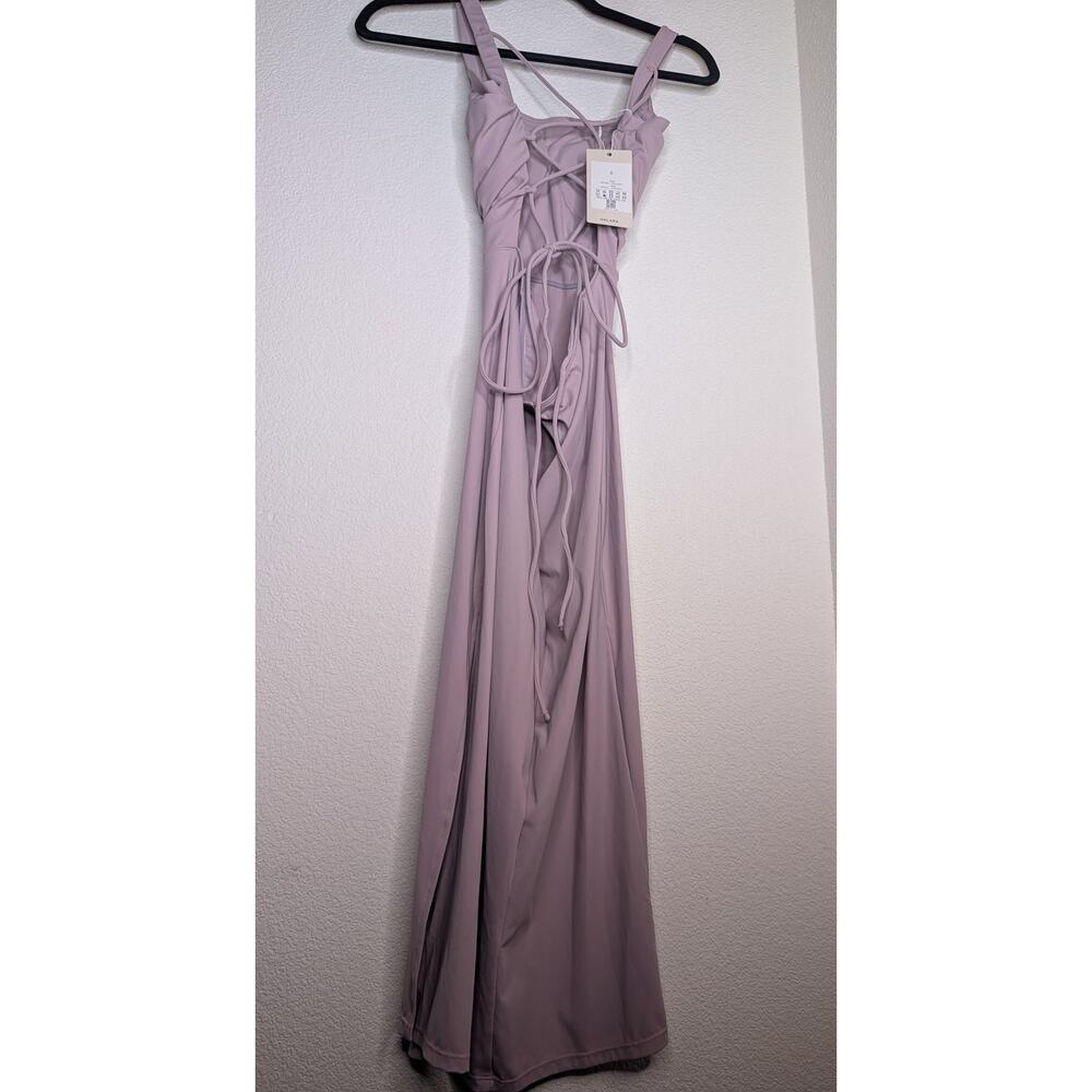 Halara NWT Lace Up Ruched Stretch Midi Dress S Athleisure Travel Activewear Yoga